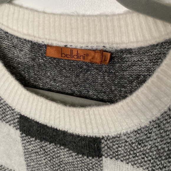 Belldini Used LARGE CHECKERED SWEATER no tags, oversized black white and grey - Picture 6 of 6